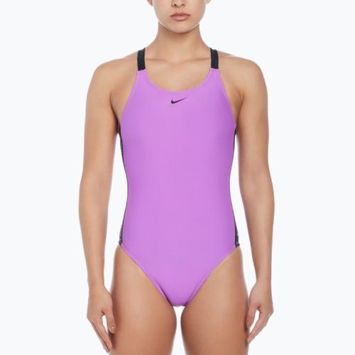Women's one-piece swimsuit Nike Logo Tape Fastback fuchsia dream