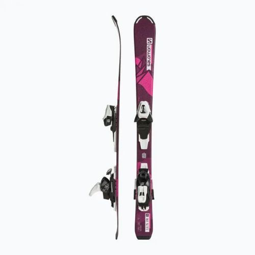 Children's downhill skis Salomon Lux Jr S + C5 bordeau/pink