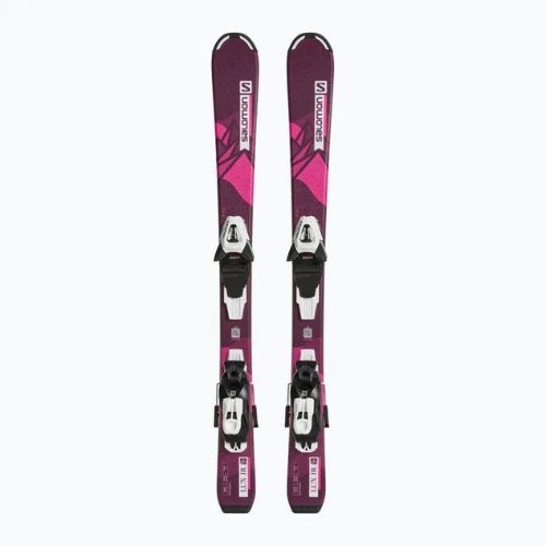 Children's downhill skis Salomon Lux Jr S + C5 bordeau/pink