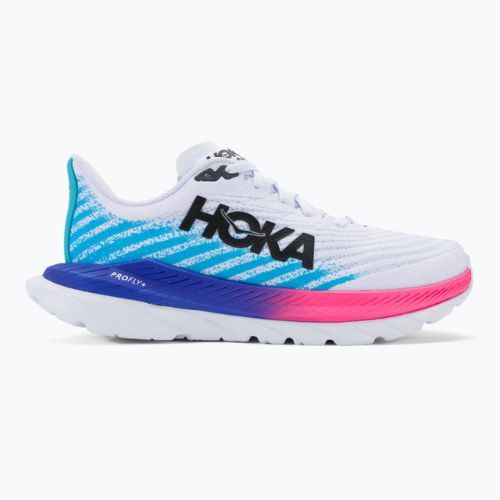 HOKA men's running shoes Mach 5 white/scuba blue
