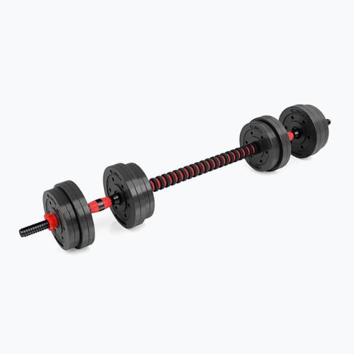 HMS SGP15 15kg black/red dumbbell set with barbell connection