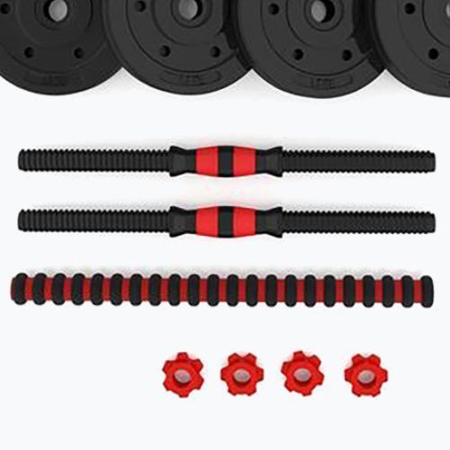HMS SGP15 15kg black/red dumbbell set with barbell connection