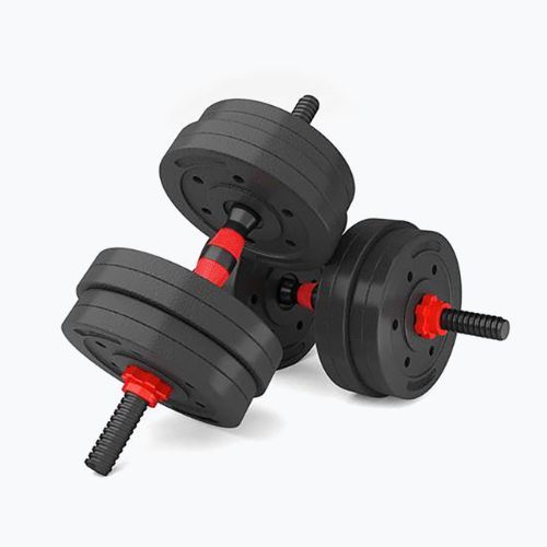 HMS SGP15 15kg black/red dumbbell set with barbell connection