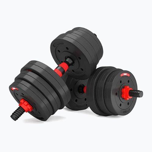 HMS SGP20 20kg black/red dumbbell set with barbell connection