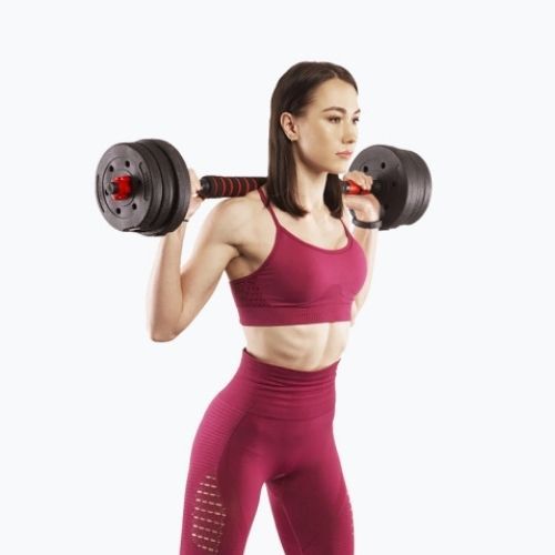 HMS SGP30 30kg black/red dumbbell set with barbell connection