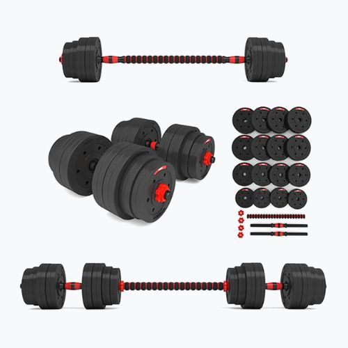 HMS SGP40 40kg black/red dumbbell set with barbell connection