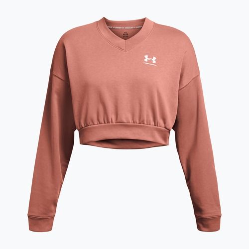 Under Armour women's training sweatshirt Rival Terry Os Crop Crew canyon pink/white