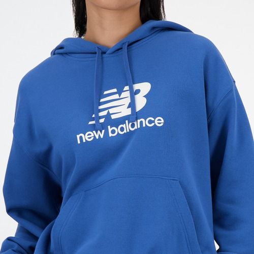 Women's New Balance French Terry Stacked Logo Hoodie blueagat