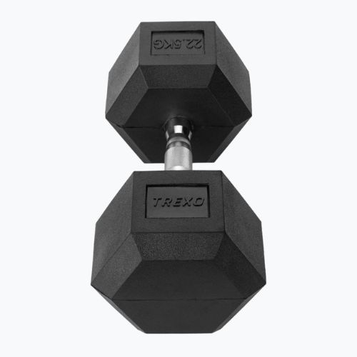 TREXO Hex 22.5 kg rubberised dumbbell