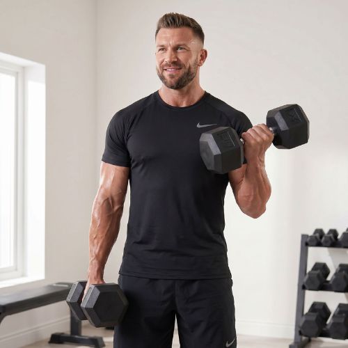 XTREXO Hex 30 kg rubberised dumbbell