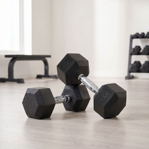 XTREXO Hex 30 kg rubberised dumbbell