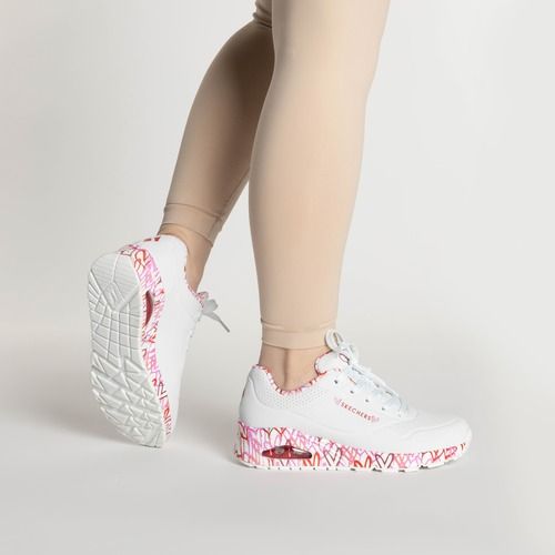 SKECHERS Uno Loving Love women's shoes white/red/pink mesh