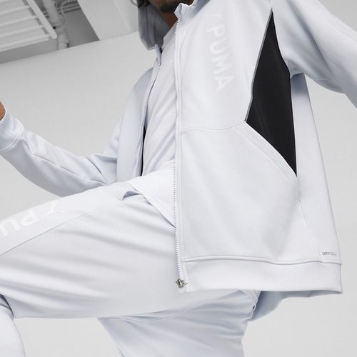 Men's training sweatshirt PUMA Fit Double Knit FZ Hoodie silver mist