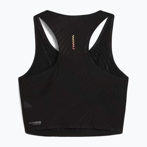 Women's running top PUMA Run Ultraspun Crop puma black/ fireglow