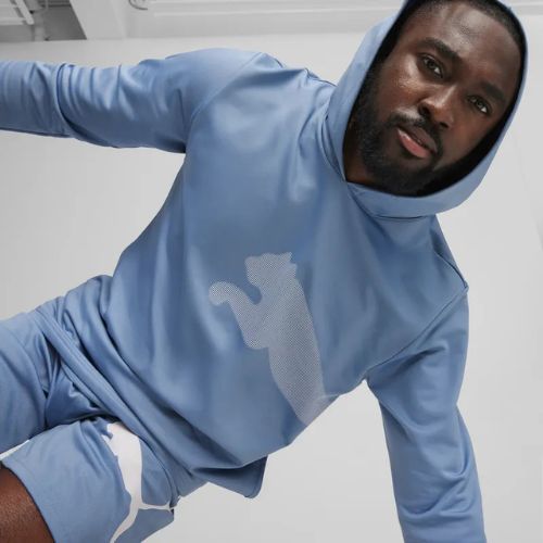 Men's training sweatshirt PUMA Train All Day Big Cat Hoodie zen blue