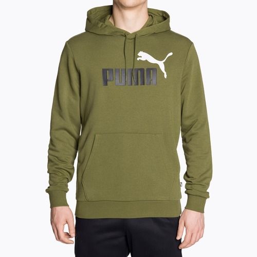 Men's PUMA Essentials+ Two-Tone Big Logo Hoodie TR olive green
