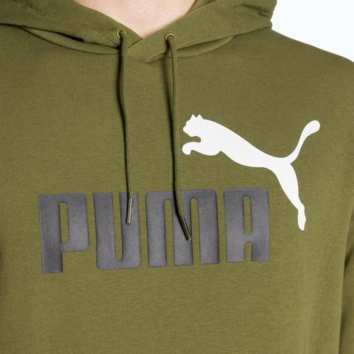 Men's PUMA Essentials+ Two-Tone Big Logo Hoodie TR olive green