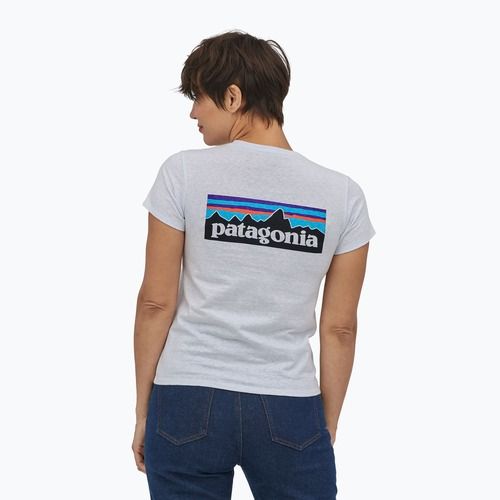 Women's trekking T-shirt Patagonia P-6 Logo Responsibili-Tee white