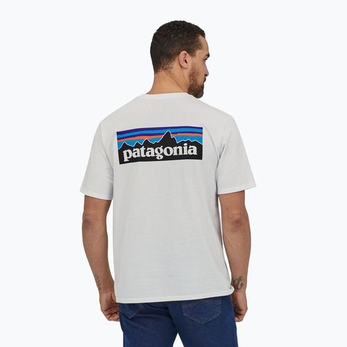 Men's Patagonia P-6 Logo Responsibili-Tee trekking t-shirt white