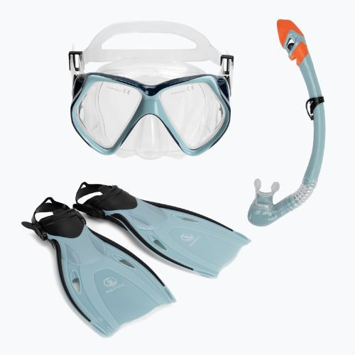 AQUASTIC Shoal snorkelling set mask + snorkel + fins blue