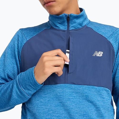 Men's New Balance Athletics Heat Grid 1/2 Zip heron blue running longsleeve