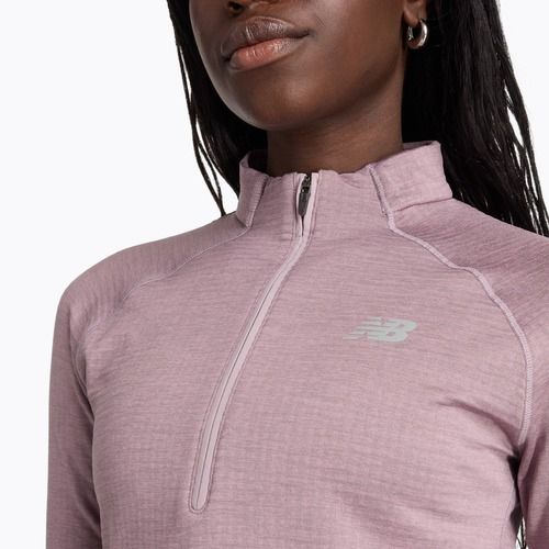 Women's New Balance Athletics Heat Grid 1/2 Zip ice wine heather running longsleeve