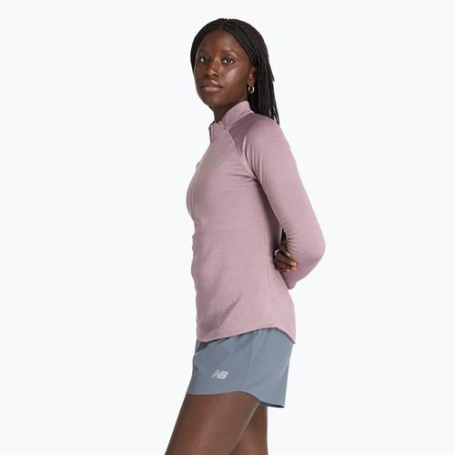 Women's New Balance Athletics Heat Grid 1/2 Zip ice wine heather running longsleeve