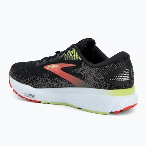 Men's Brooks Ghost 16 GTX running shoe black/mandarin red/green