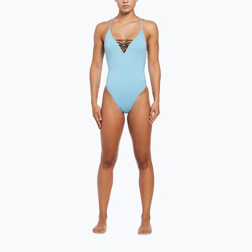 Nike Sneakerkini 2.0 Croccback women's one-piece swimsuit aquarius blue/scuba blue