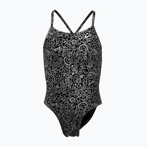 Nike Hydrastrong Charms Multi Print Lace Up Back black children's one-piece swimsuit