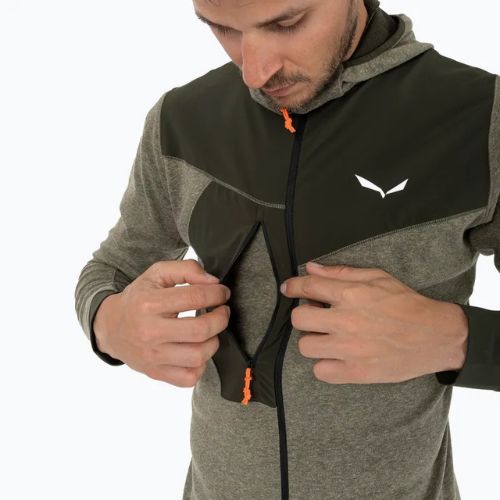 Men's trekking sweatshirt Salewa Puez 2 Dry Hood FZ dark olive melange