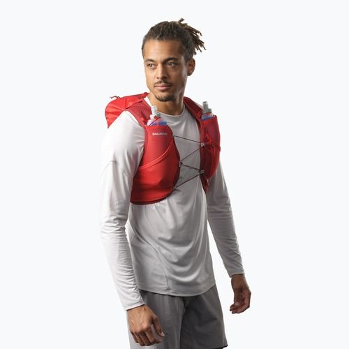 Salomon Active Skin 8 set red dahlia/high risk running vest