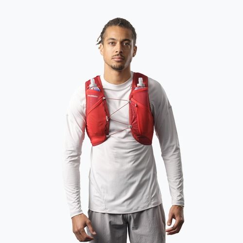 Salomon Active Skin 4 set red dahlia/high risk running vest