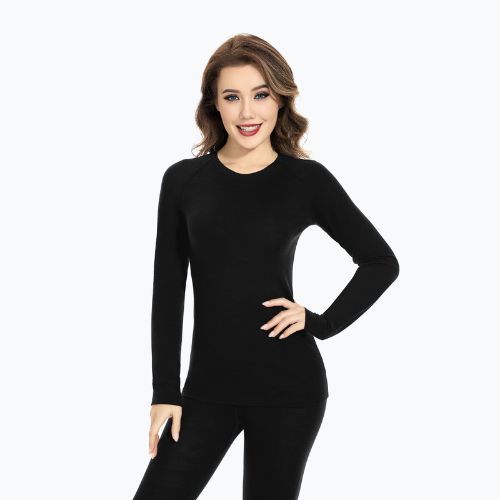 Women's thermal underwear set WOOLCANO Merino SET0543 black