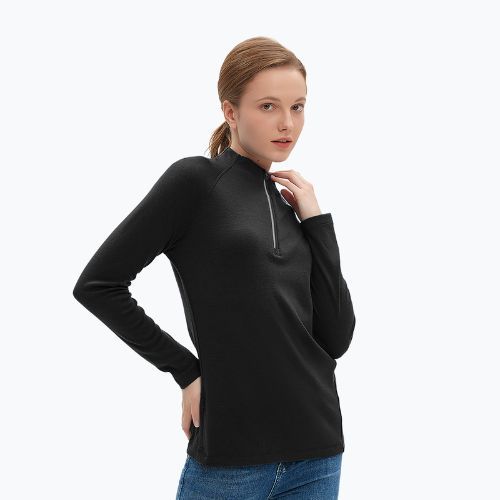 Women's thermal sweatshirt WOOLCANO Merino TOP0545 black