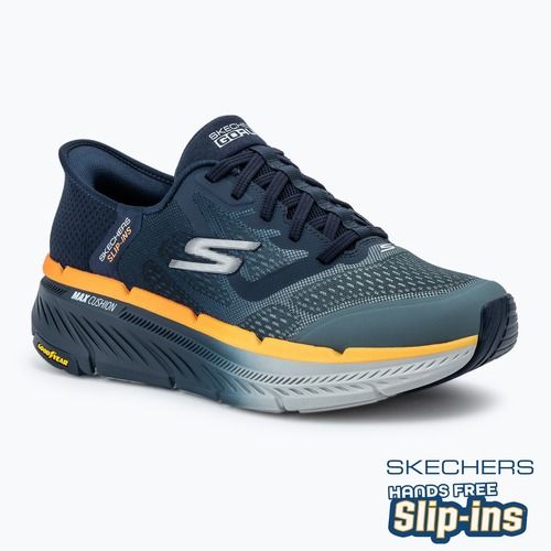 SKECHERS men's Max Cushioning Premier 2.0 navy/orange shoes