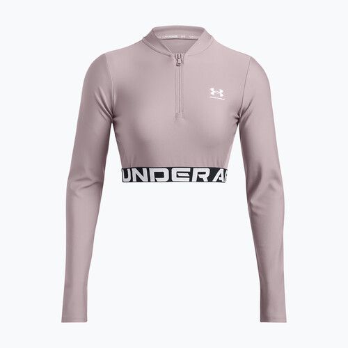 Women's Under Armour Heat Gear Rib 1/4 Zip tetra gray/white training top