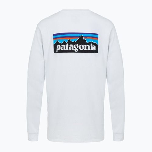 Men's Patagonia P-6 Logo Responsibili Longsleeve white