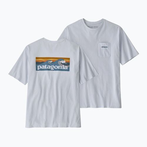 Men's Patagonia Boardshort Logo Pocket T-shirt Responsibili white