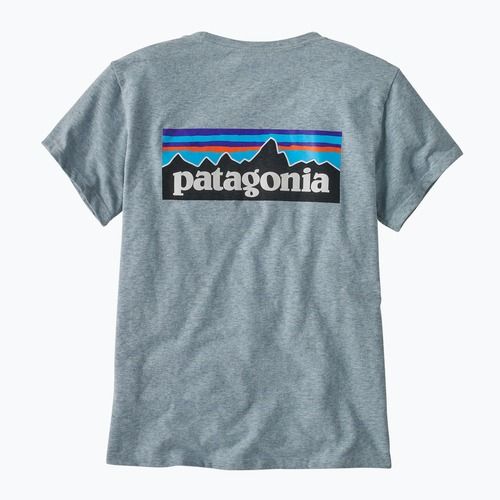 Women's Patagonia P-6 Logo Responsibili-Tee thermal blue t-shirt