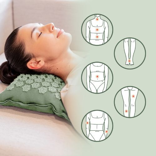 TREXO ECO acupressure mat with cushion TXO-B4Z006-GN green
