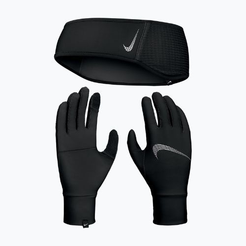 Women's armband + gloves set Nike Essential Running black/black/silver