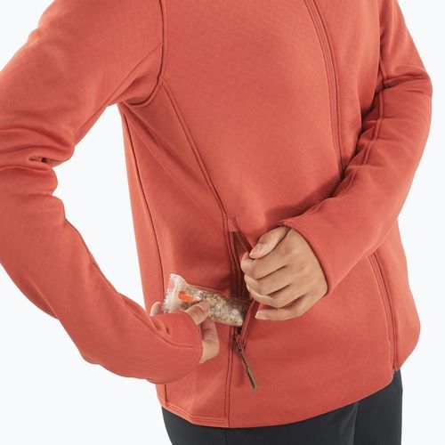 Men's Salomon Essential Midwarm Fz tandoori spice trekking sweatshirt
