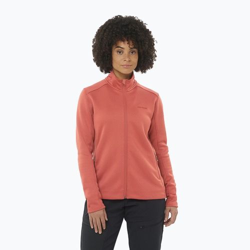 Men's Salomon Essential Midwarm Fz tandoori spice trekking sweatshirt