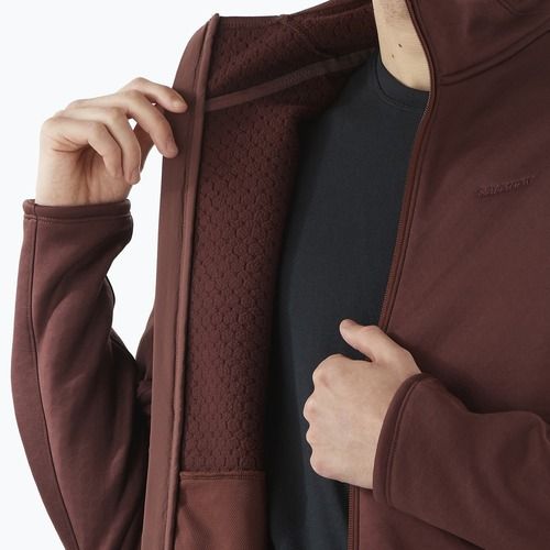 Men's Salomon Essential Midwarm Fz rum raisin trekking sweatshirt