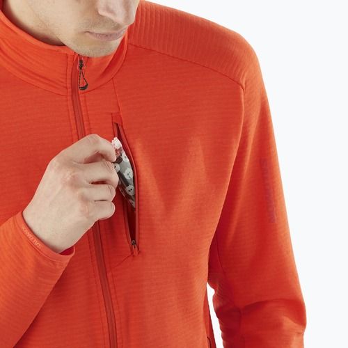 Men's Salomon Essential Lightwarm FZ trekking sweatshirt cherry tomato
