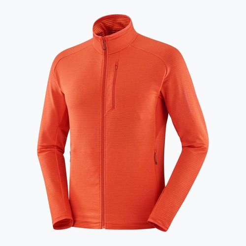 Men's Salomon Essential Lightwarm FZ trekking sweatshirt cherry tomato