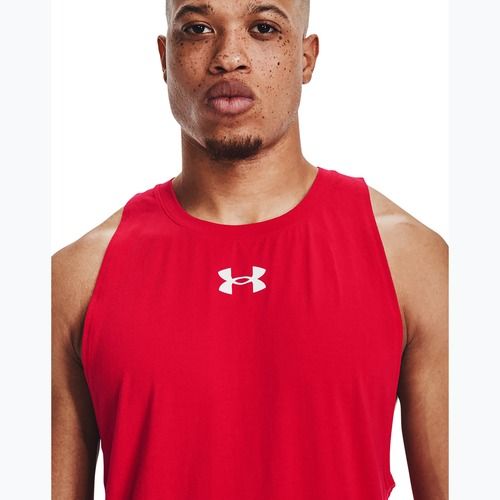 Under Armour Baseline Cotton Tank red/white/white men's basketball jersey