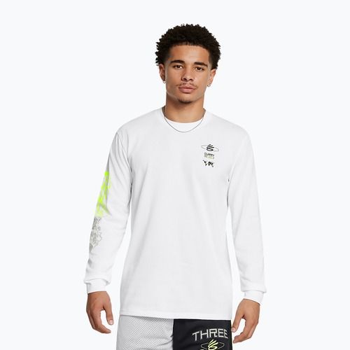 Under Armour Curry Verbiage Heavyweight men's longsleeve white/high vis yellow/black