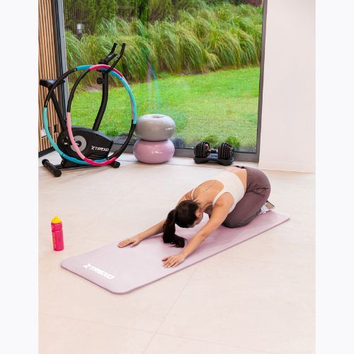 XTREXO NBR 15 mm exercise mat with strap pink